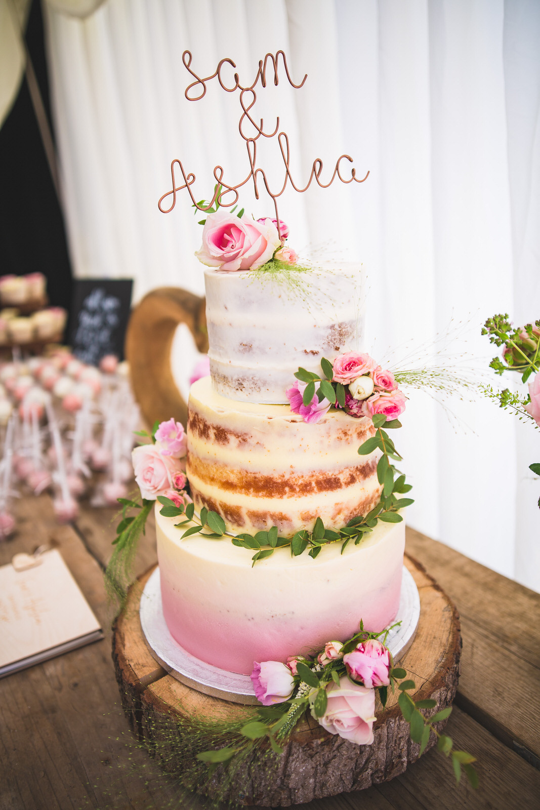 Three Tier semi-naked wedding cake Norwich, Norfolk