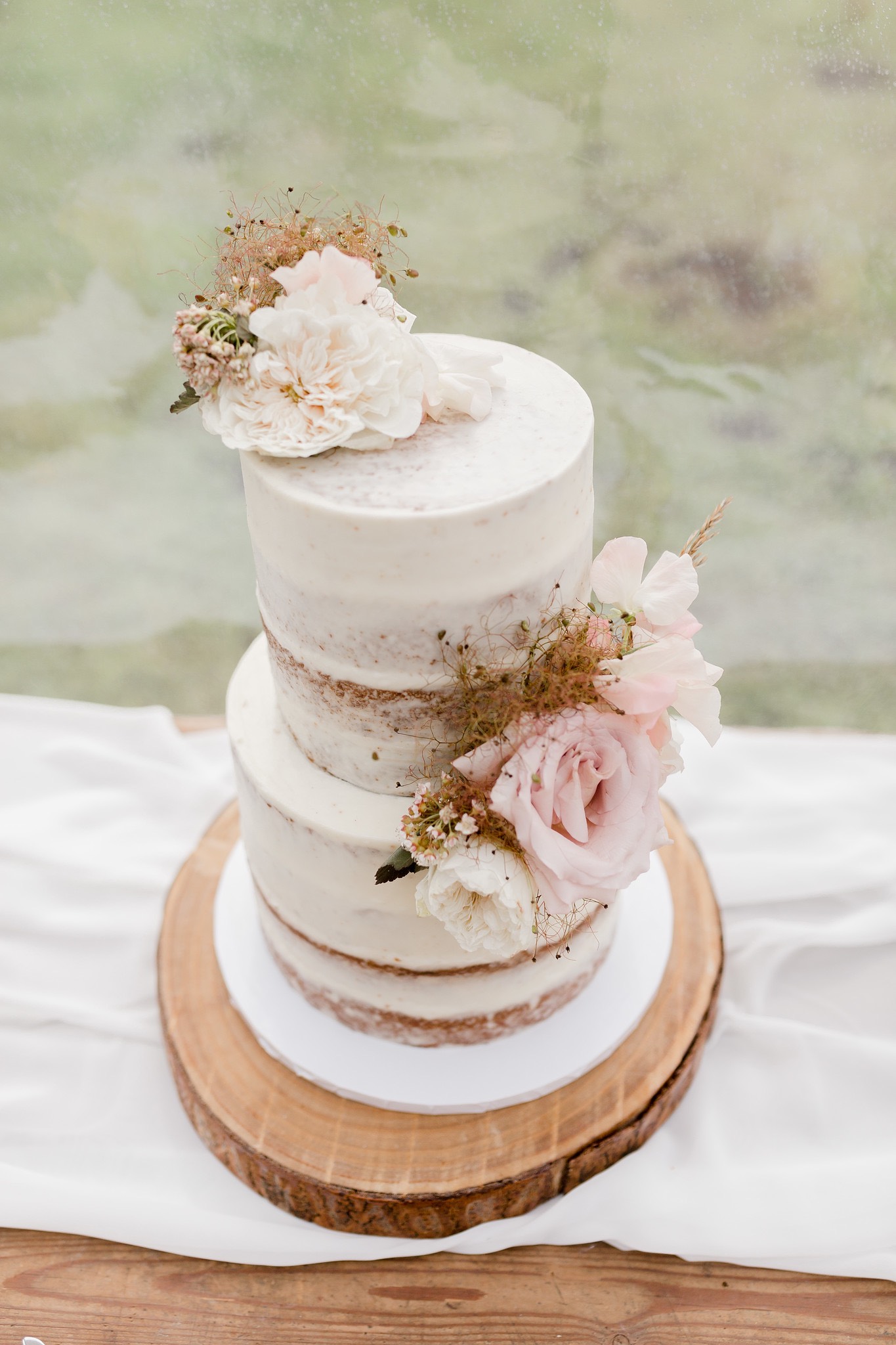 Two Tier semi-naked wedding cake Norwich, Norfolk