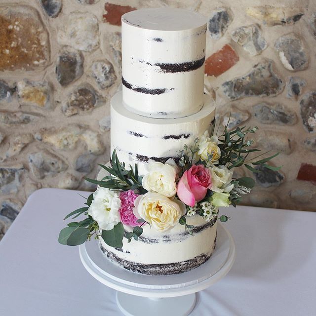 Three Tier semi-naked wedding cake Norwich, Norfolk