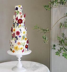 Four Tier edible flower wedding cake Wilderness Reserve, Suffolk
