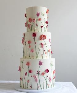 Three tier floral wedding cake Norfolk Suffolk